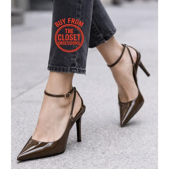 Zara Shoes - Zara Khaki Patent Slingback Stiletto Heels Pointed Toe NWT